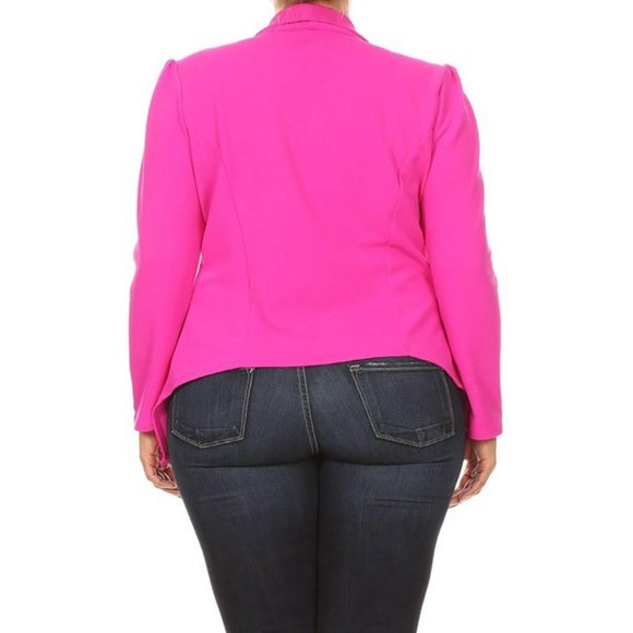 Open cascade front lightweight blazer- Fuchsia - Picture 2 of 3